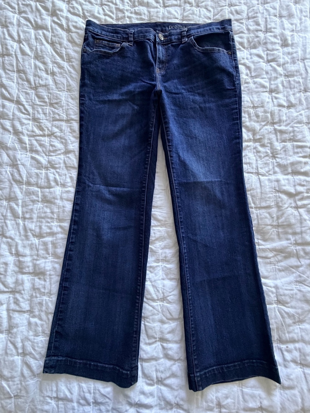 Gap Premium Long And Lean Flare Jeans Womens 14 Stretch Dark Wash Denim Mid Rise